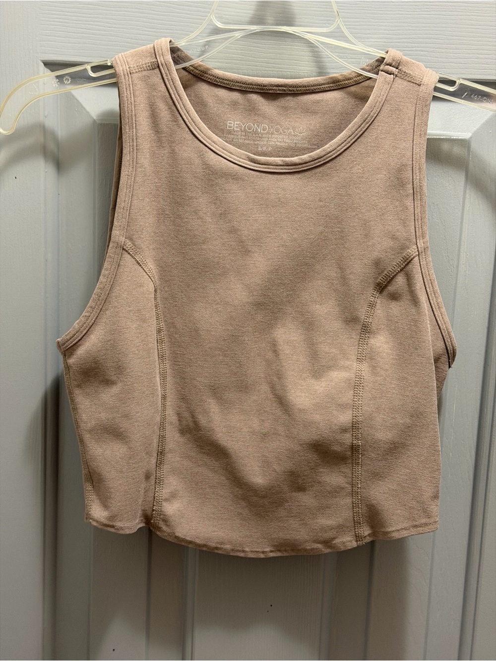Beyond Yoga Spacedye Refocus Cropped Tank Tan Women’s Size Small